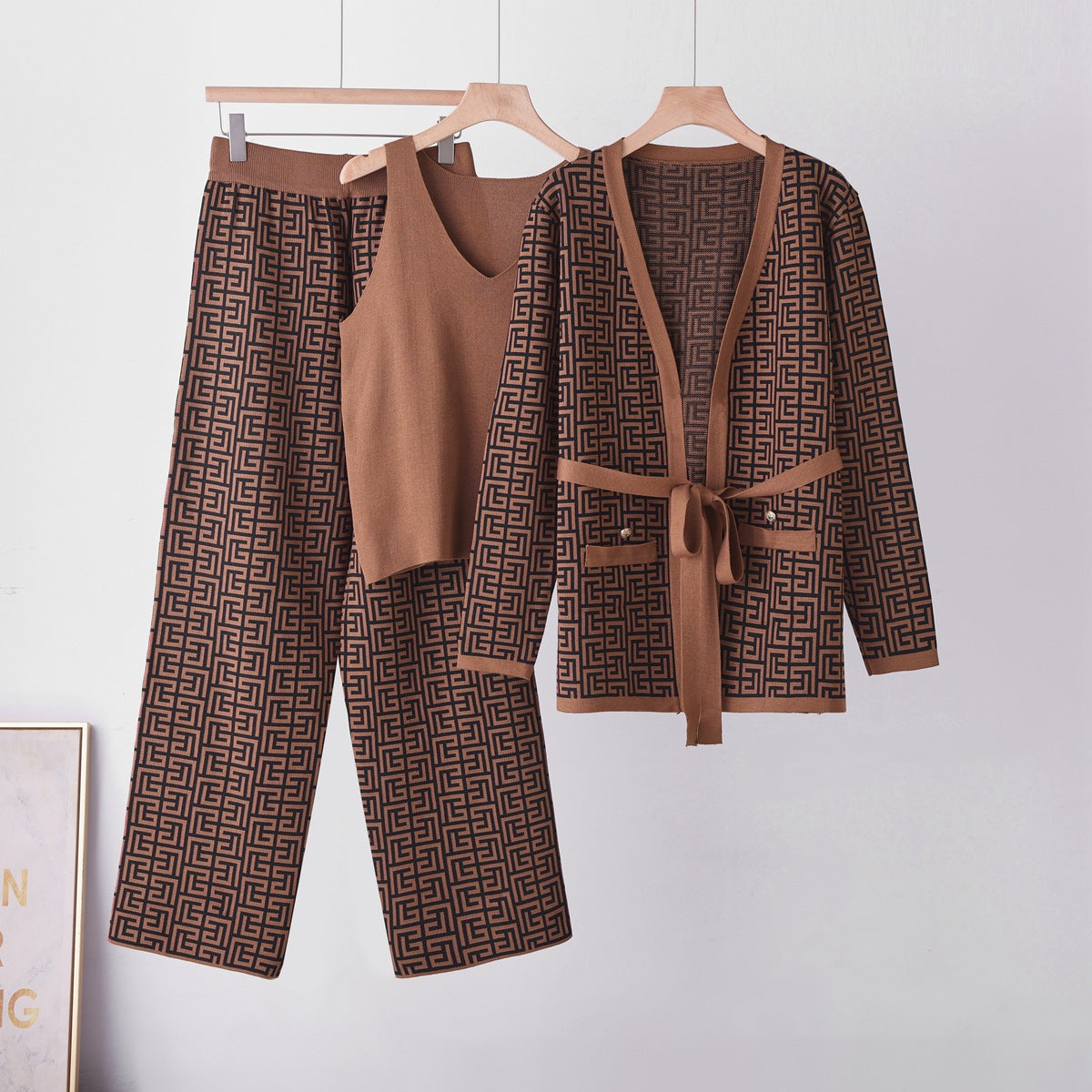 Ensemble tricoté amincissant à motif floral vintage