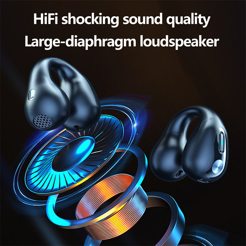 Écouteurs à Conduction Osseuse TWS Clip d'Oreille Bluetooth 5.3 Tactiles sans Fil Intra-Auriculaires Basses HIFI Casque de Sport