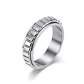 Neutral-style Rotatable Grid Titanium Steel Ring