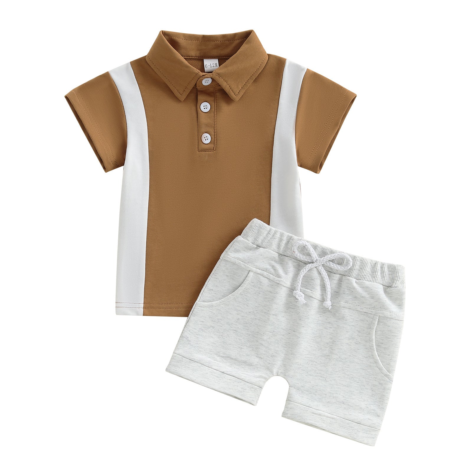 Ensemble short et t-shirt à manches courtes avec revers contrastants pour garçons