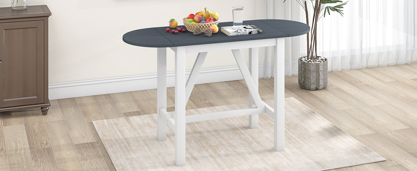 Juego de mesa de comedor de altura de mostrador de madera de 3 piezas con hojas abatibles