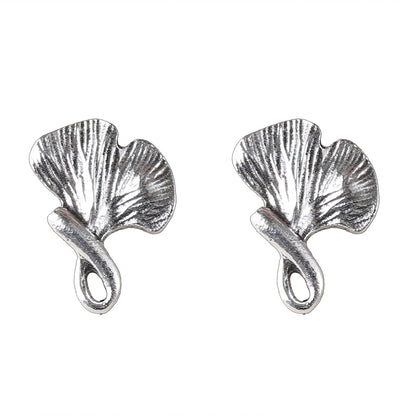 Ensemble collier et boucles d'oreilles feuille de ginkgo en alliage rétro