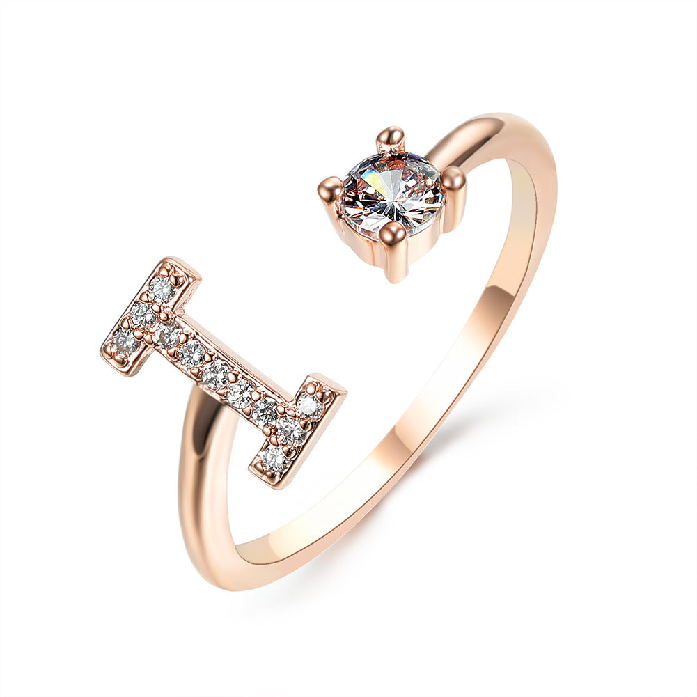 Anillo ajustable de nuevo diseño con 26 letras iniciales, joyería de moda para mujer, joyería simple y elegante
