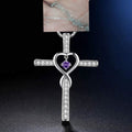 Infinito Amor Dios Confiamos Cruz Cristiana Piedra Natal Collar Colgante Gemas de Color Circón Corazón Collar Joyería para Mujer