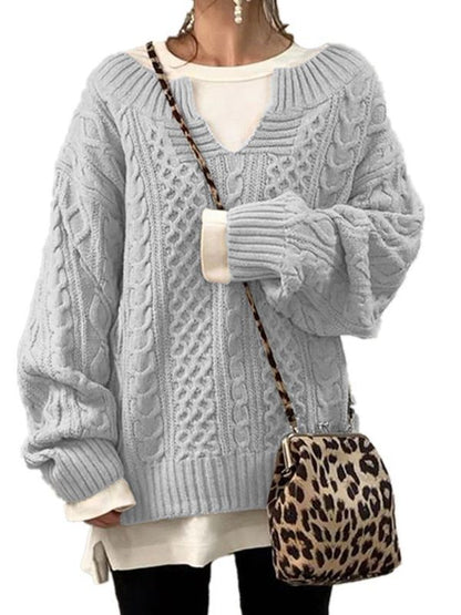 Pull en lin à motifs, tricot décontracté
