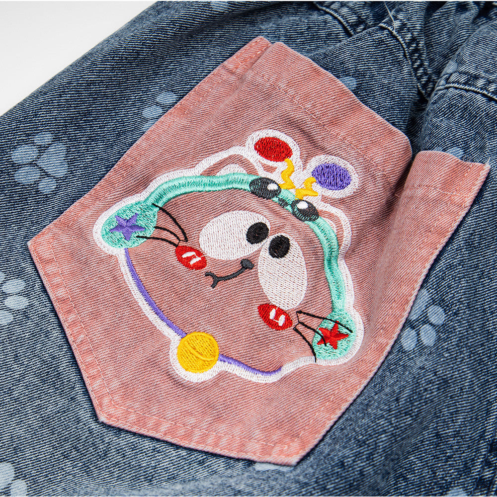 Pantalones cortos vaqueros con dibujos de gatos