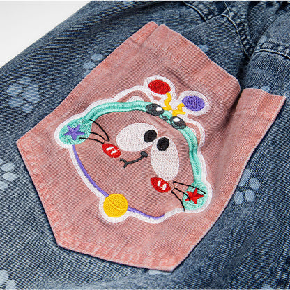 Pantalones cortos vaqueros con dibujos de gatos