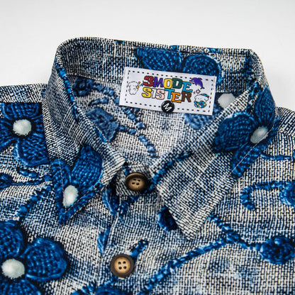 3D relief flower short sleeved shirt