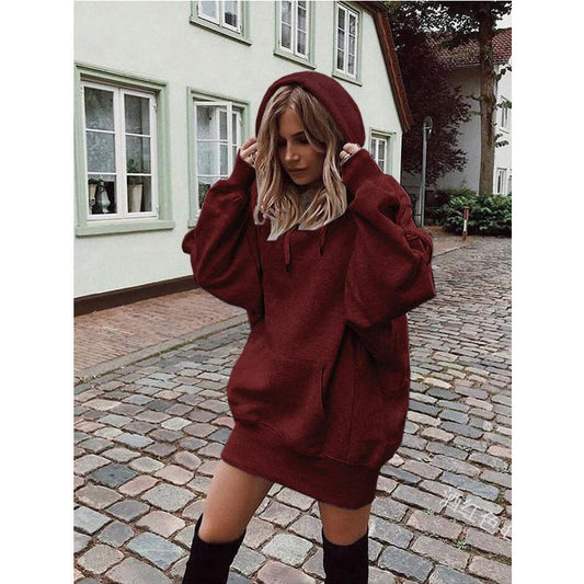 Sudadera con capucha gruesa, holgada y de manga larga para mujer
