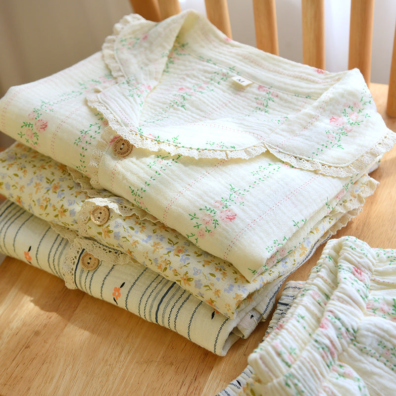 Pyjama d'été en coton à fleurs, manches courtes et short