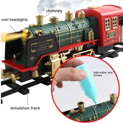 Voiture télécommandée sur rail, fumée, musique, lumière, train de Noël rechargeable, jouets pour enfants