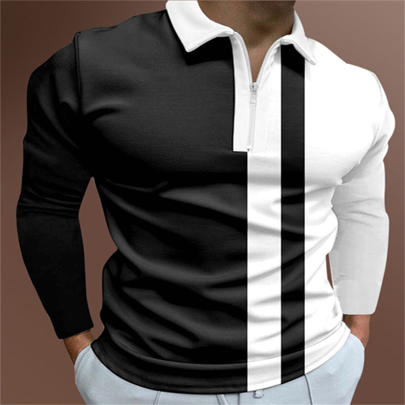 Camisa Polo de Hombre Estampada a Rayas Manga Corta Camiseta Cuello Solapa