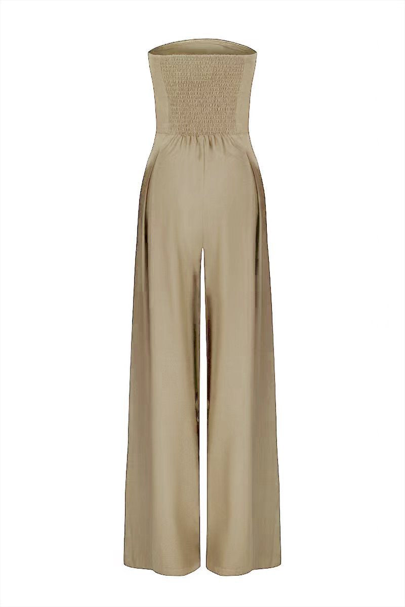 Combinaison ample tube, dos nu, jambes larges, pantalon long, mode ins, vêtements pour femmes