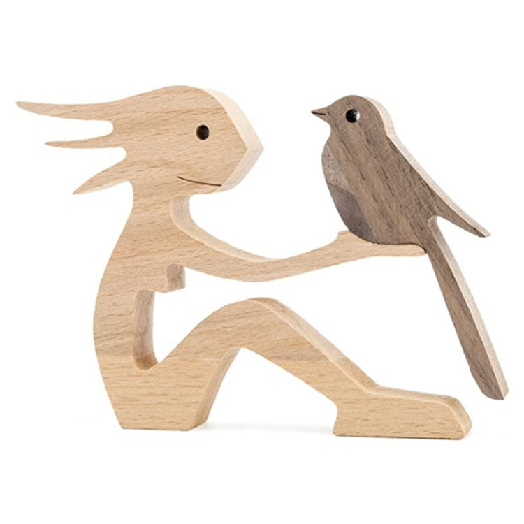 Adorno de Perro en Madera DIY Figura Escultura Decoración del Hogar Un Hombre Un Perro Escultura de Madera Regalos de Navidad Modelo Decorativo