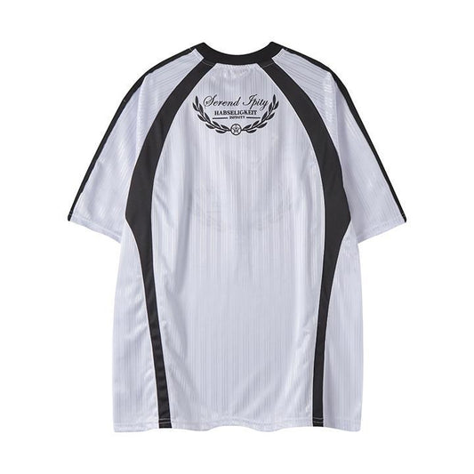 Contrast striped sports short sleeved T-shirt