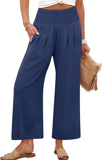 Pantalon court taille haute de couleur unie pour femme PrintempsAutomne
