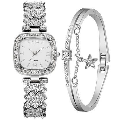 Ensemble deux pièces bracelet et montre diamant pour femme