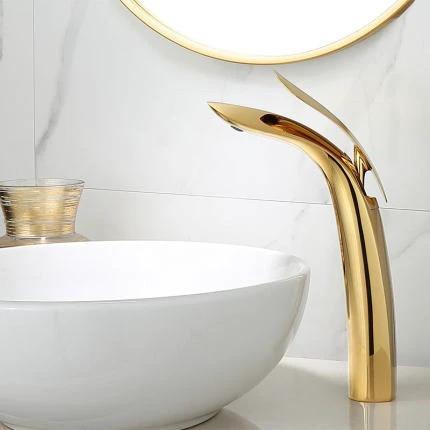 Light luxury all copper mesh red rose gold washbasin under the sink, basin faucet, light luxury style, simple and creative faucet, bathroom by eprolo