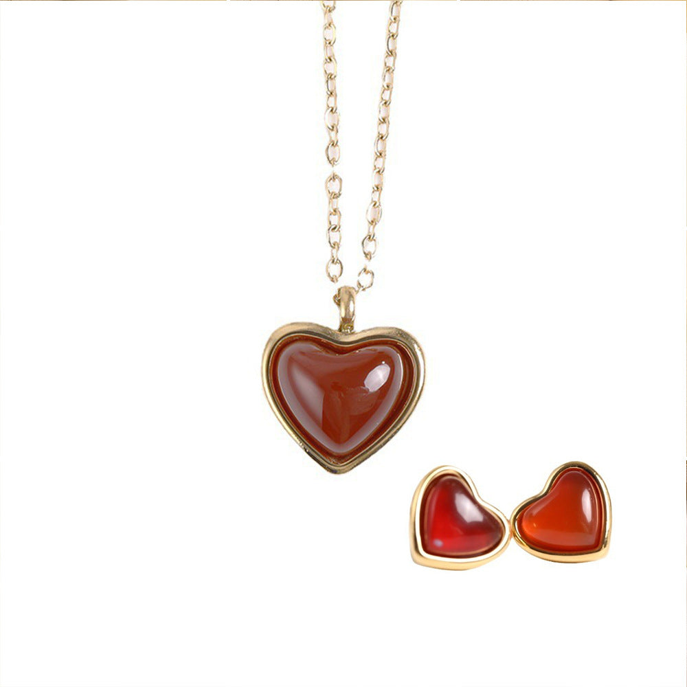 Juego de joyas de acero inoxidable para mujer: collar y pendientes