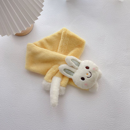 Écharpe croisée lapin en peluche chaude pour enfants