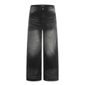 Pantalones rectos de mezclilla desteñida