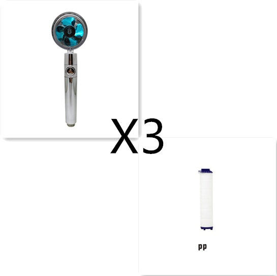 Cabezal de Ducha con Ahorro de Agua, Flujo Giratorio 360 Grados con Pequeño Ventilador, Boquilla Rociadora de Alta Presión de Lluvia de ABS, Accesorios de Baño