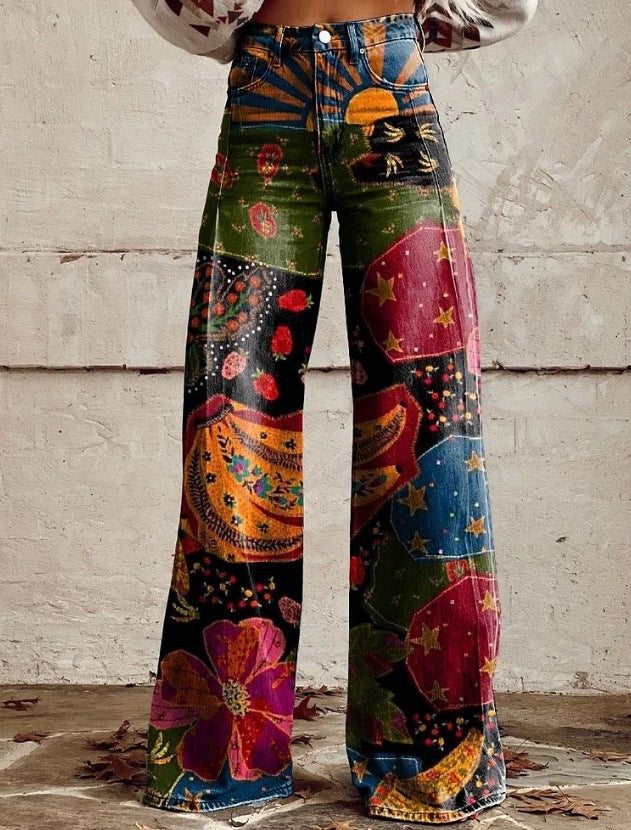 Pantalones casuales de mezclilla de talla grande para mujer europea y americana