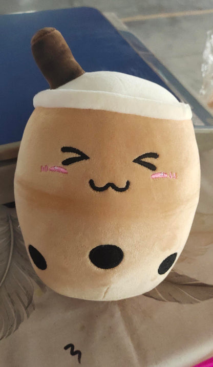 Peluche Boisson Fruitée Mignonne en Forme de Fraise Lait Thé Peluche Jouet Tasse à Thé Boba Oreiller Coussin Thé aux Perles Cadeau pour Enfants