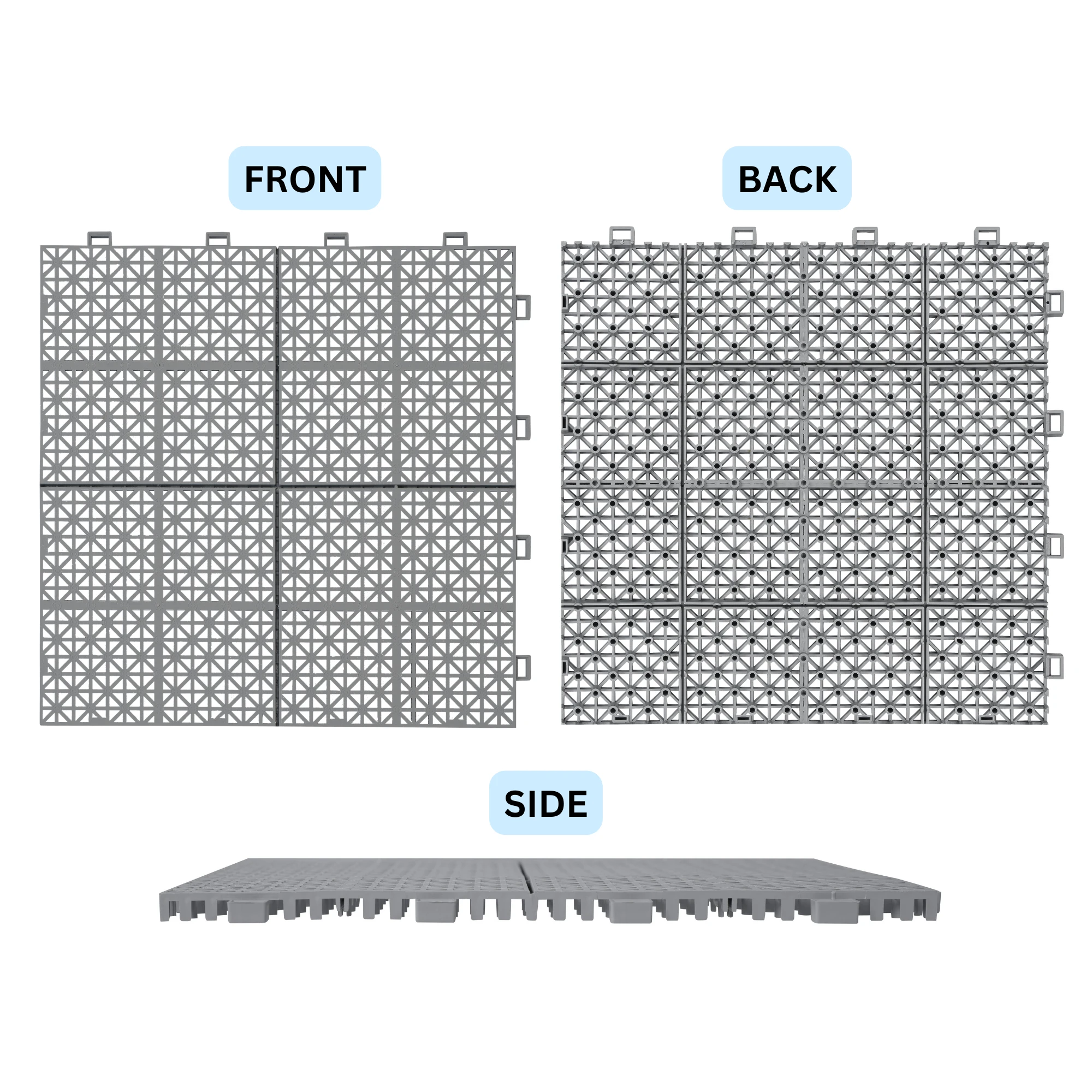 12 x 12 inch gray interlocking deck tiles, plastic waterproof, weighing up to 6613 pounds, with a rose pattern pack of 12 by eprolo