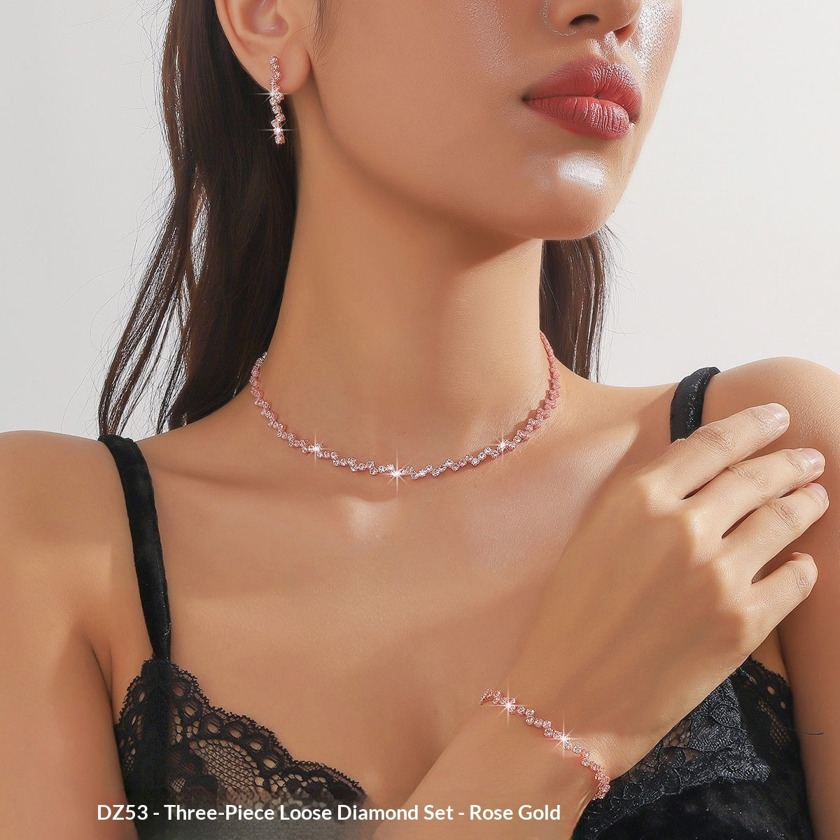 Ensemble Collier Boucles d'Oreilles et Bracelet ZirconEnsemble de trois pièces