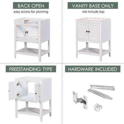 24" Bathroom Vanity Base Only, Soild Wood Frame, Bathroom Storage Cabinet by eprolo