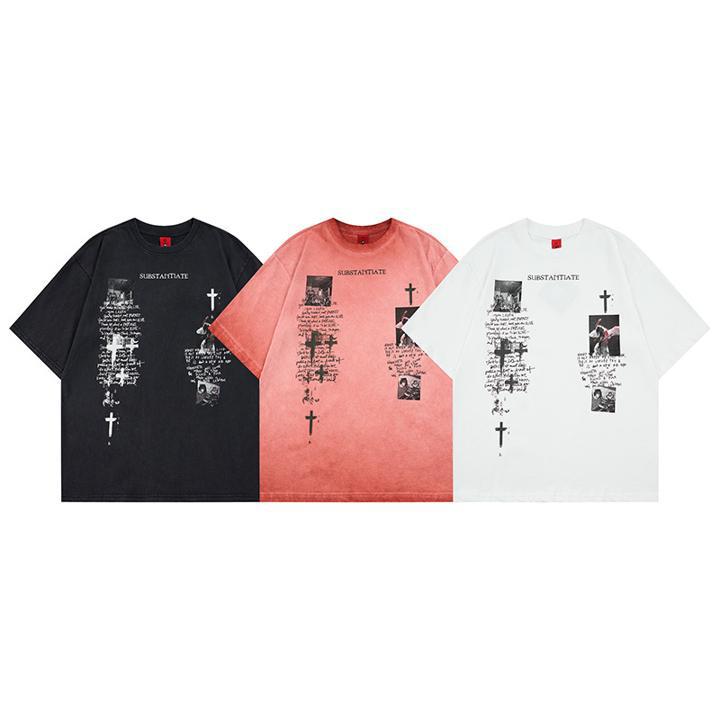 T-shirt lavé et usé à manches courtes pour homme