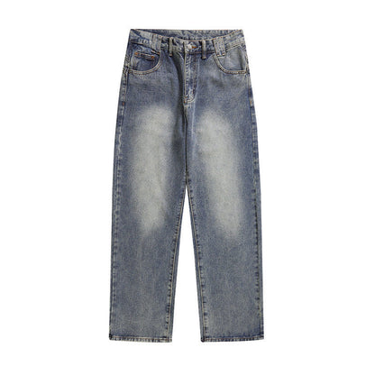 Pantalon décontracté coupe droite délavé imprimé léopard