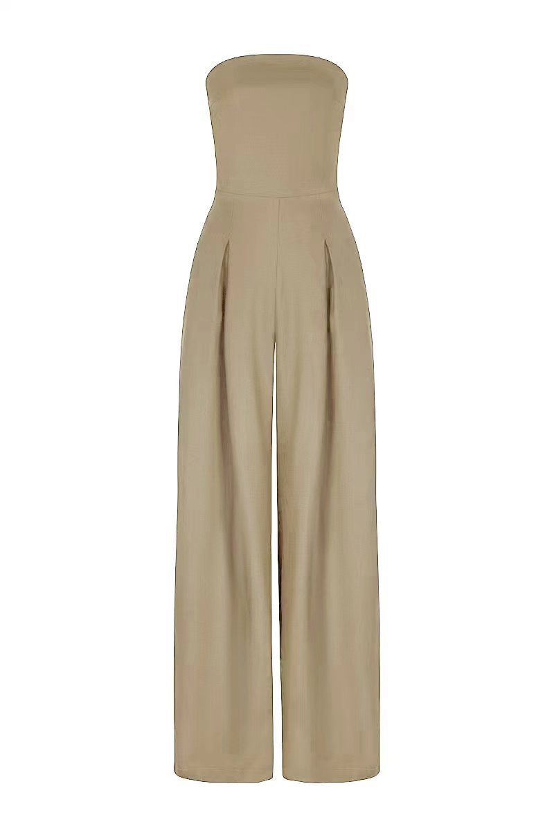 Combinaison ample tube, dos nu, jambes larges, pantalon long, mode ins, vêtements pour femmes