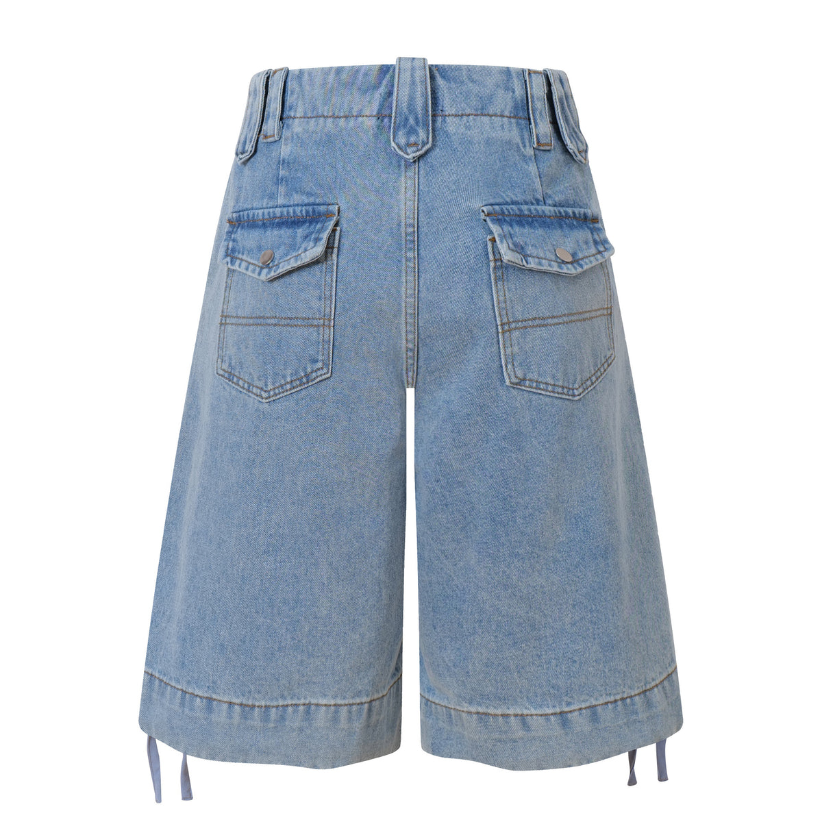 Pantalones Capri Vaqueros Cargo Lavados Estilo Coreano para Mujer