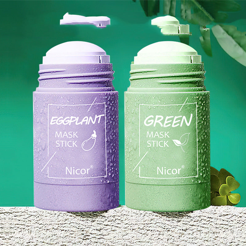 Masque Nettoyant au Thé Vert en Stick Purifiant Contrôle Sébum Anti-Acné Blanchissant Masque aux Algues Soin de la Peau
