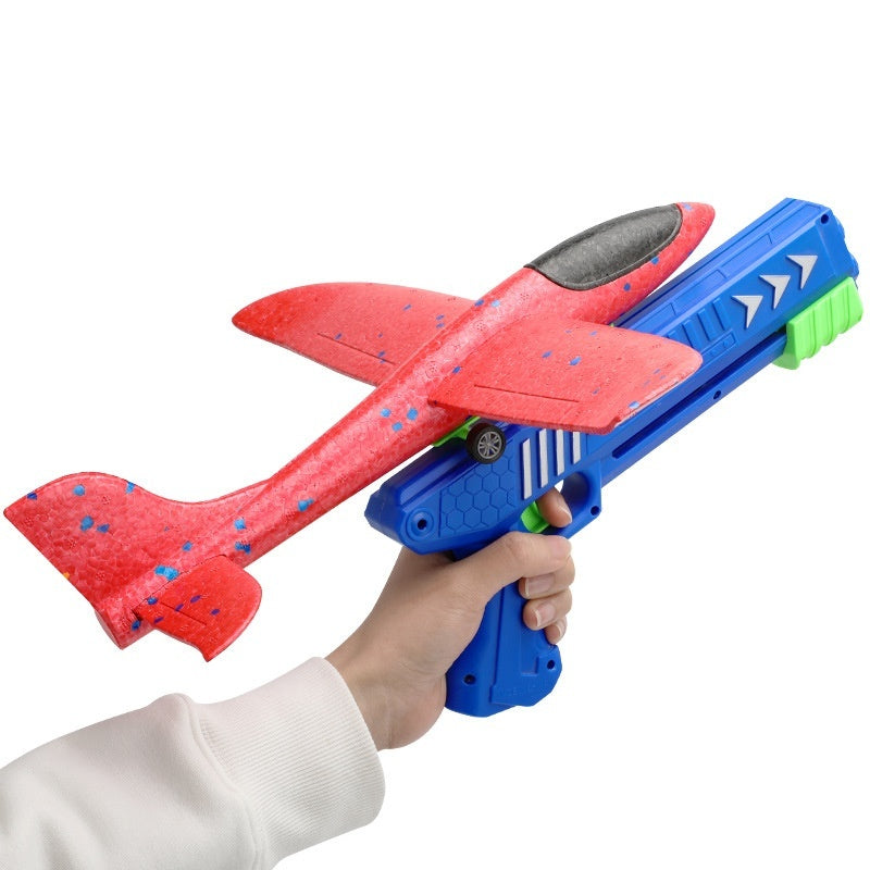 Juguete de pistola lanzador de avión de burbujas tipo catapulta para niños al aire libre