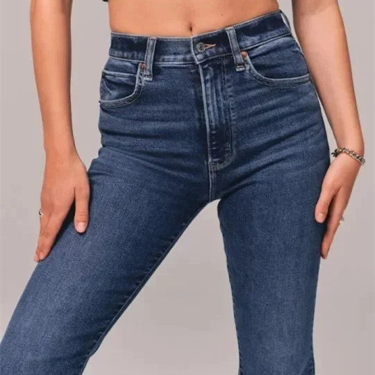 Vaqueros casuales de color liso para mujer