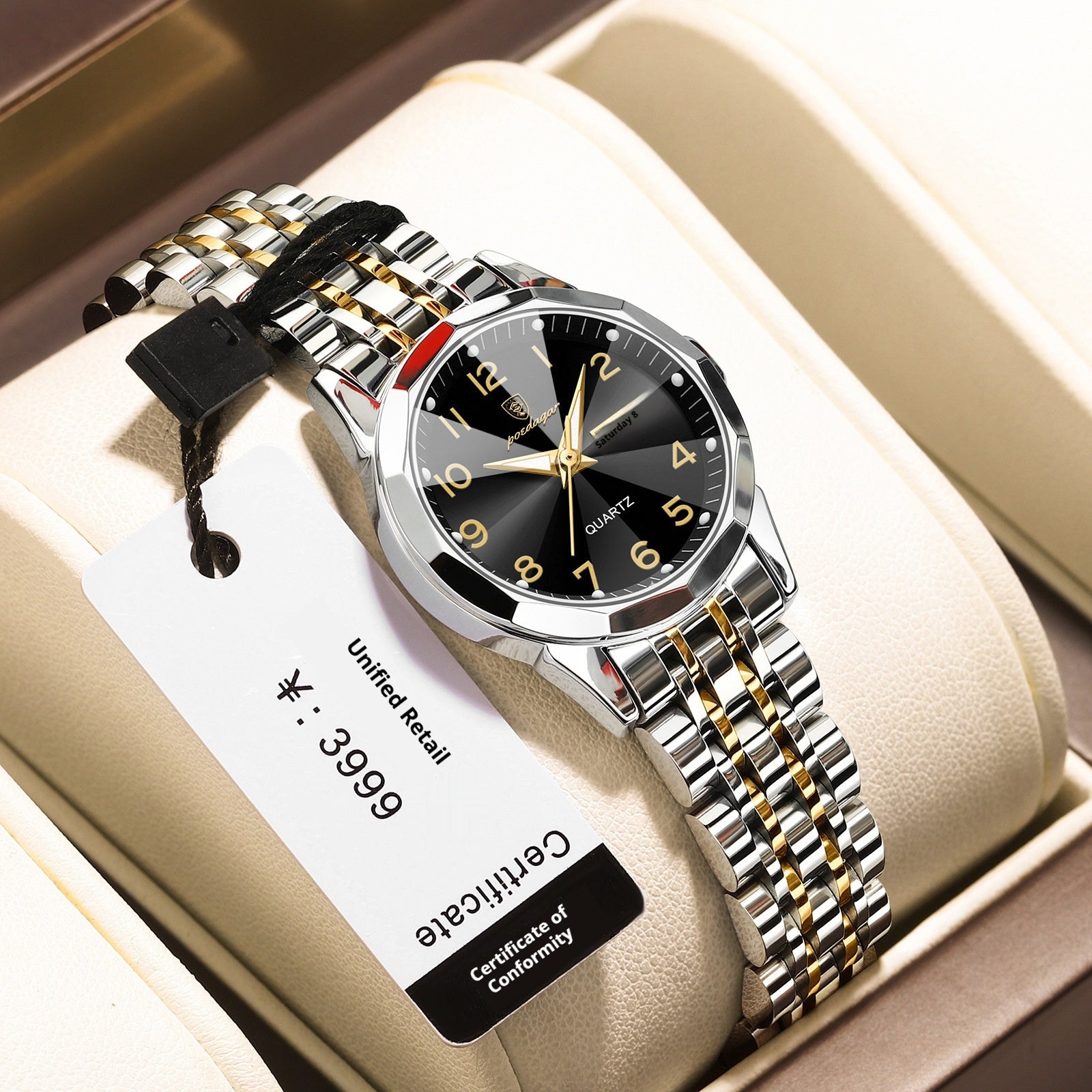 Montre étanche pour femme à double calendrier