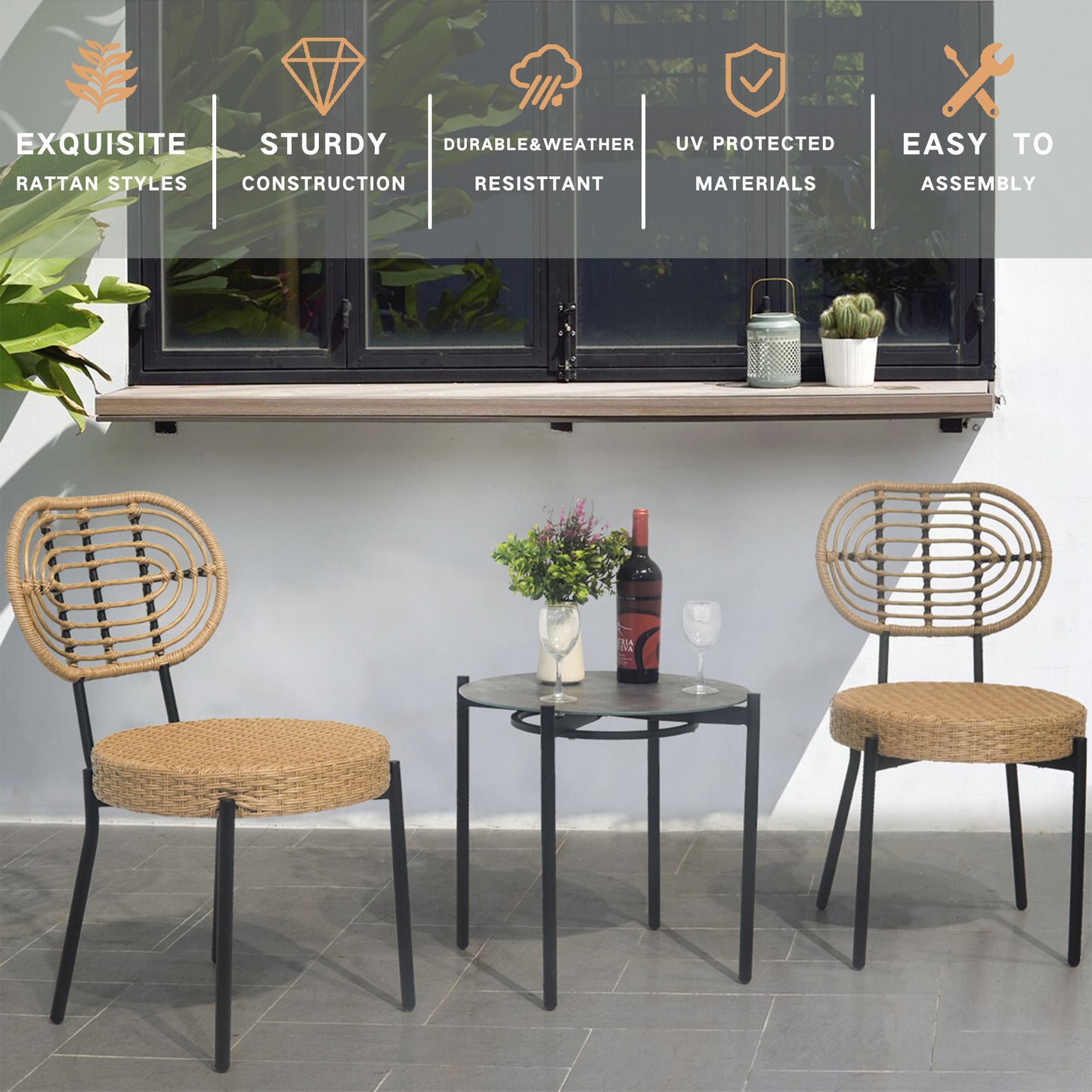 3 Pieces Of Luxury Outdoor Wicker Furniture