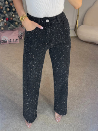 Pantalones rectos de cintura alta personalizados de lujo Hot Girl de moda urbana para mujer