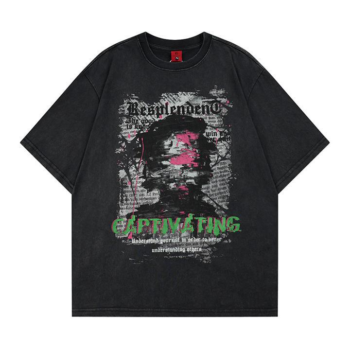 Abstract graffiti loose short sleeved T-shirt