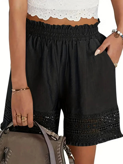 Short en dentelle décontracté uni polyvalent pour femme