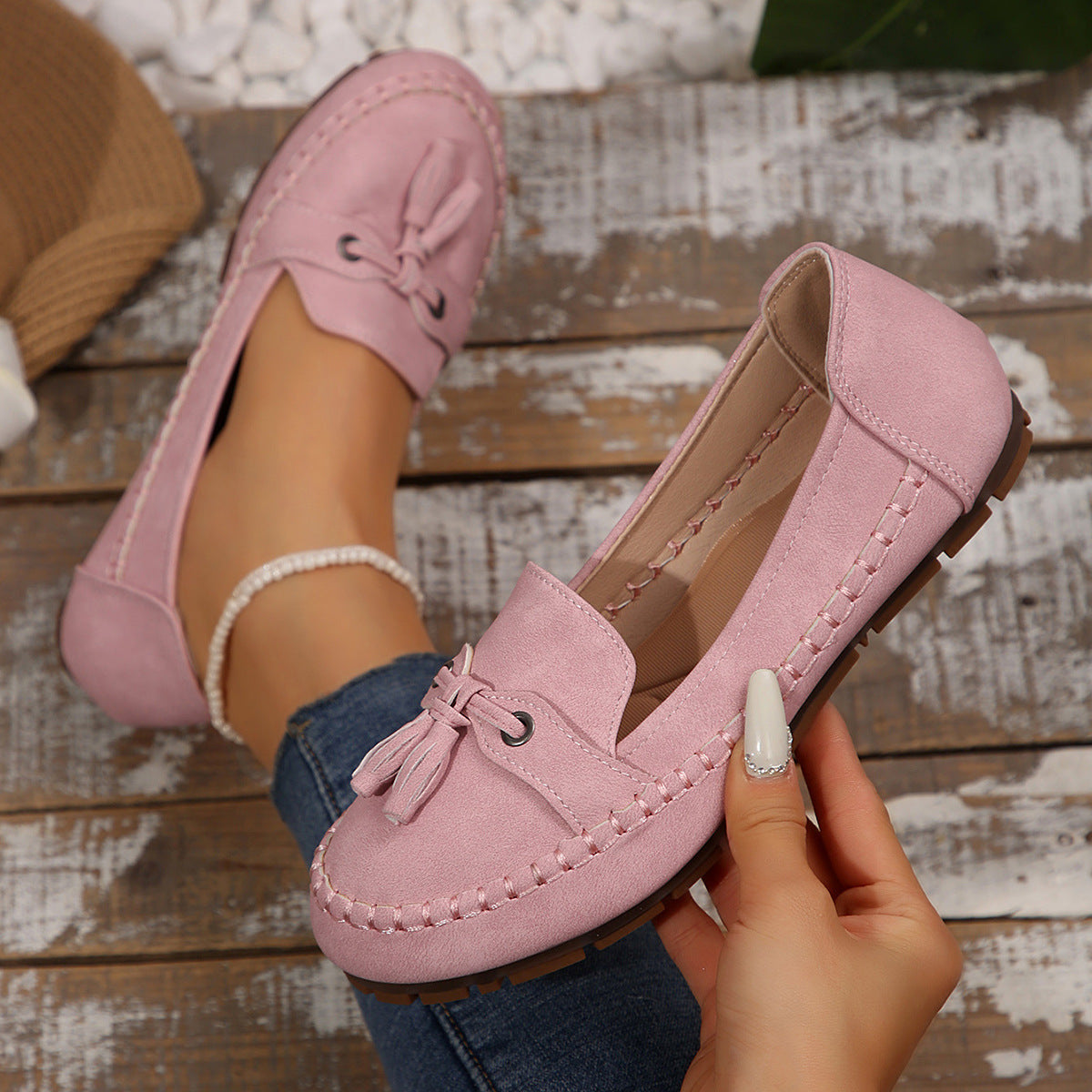 Mocassins ronds pour femmes Tendance Antidérapants Souples Confortables