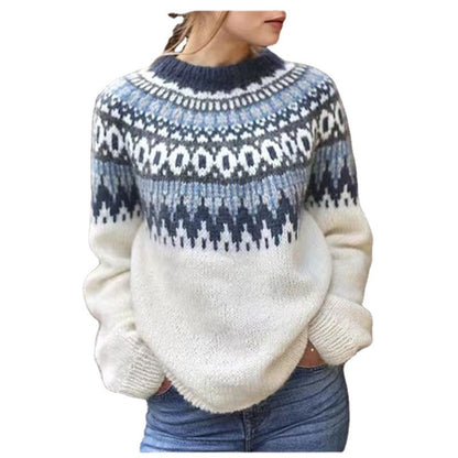 Pull ras du cou imprimé jacquard vintage