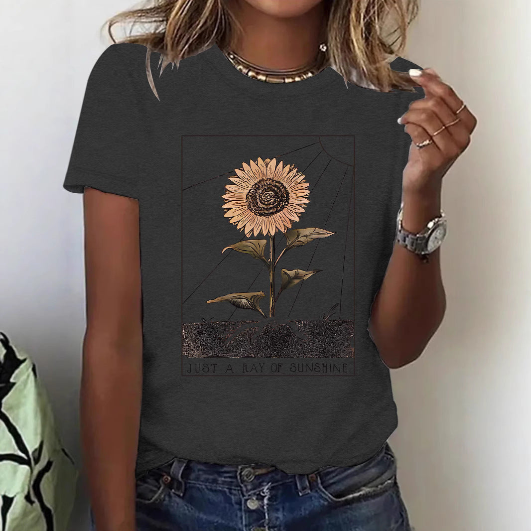 T-shirt tournesol à manches courtes pour femme