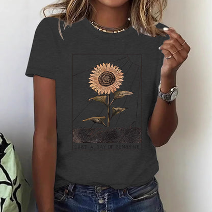 T-shirt tournesol à manches courtes pour femme