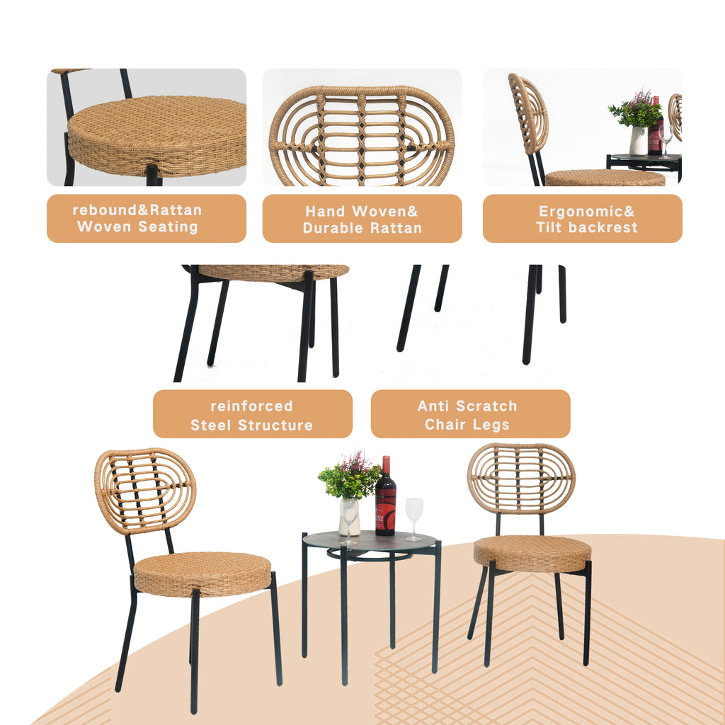 3 piezas de muebles de mimbre de lujo para exterior