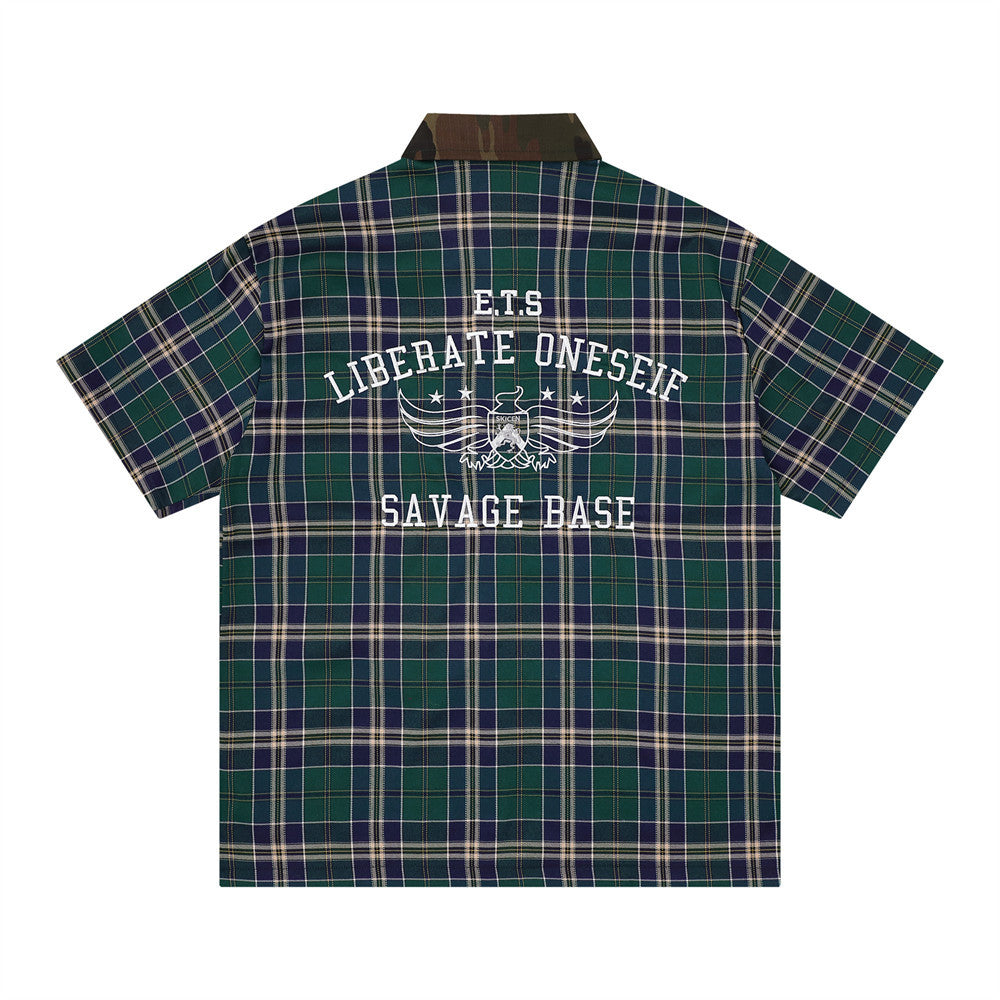 Loose plaid short sleeved shirt