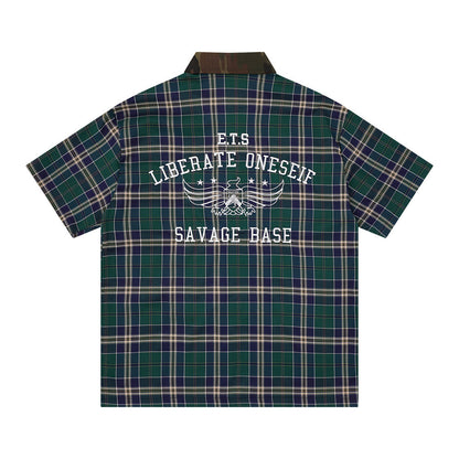 Loose plaid short sleeved shirt